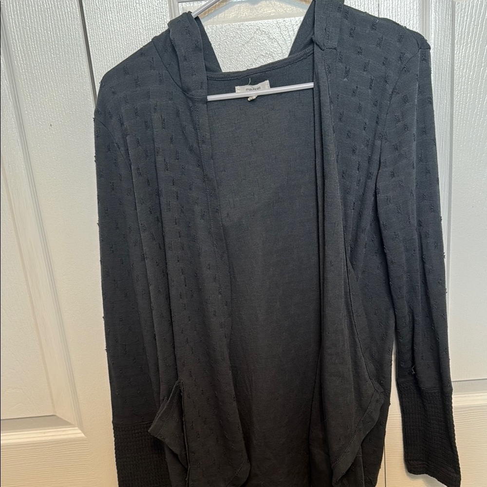 Women's Gray Hooded Cardigan